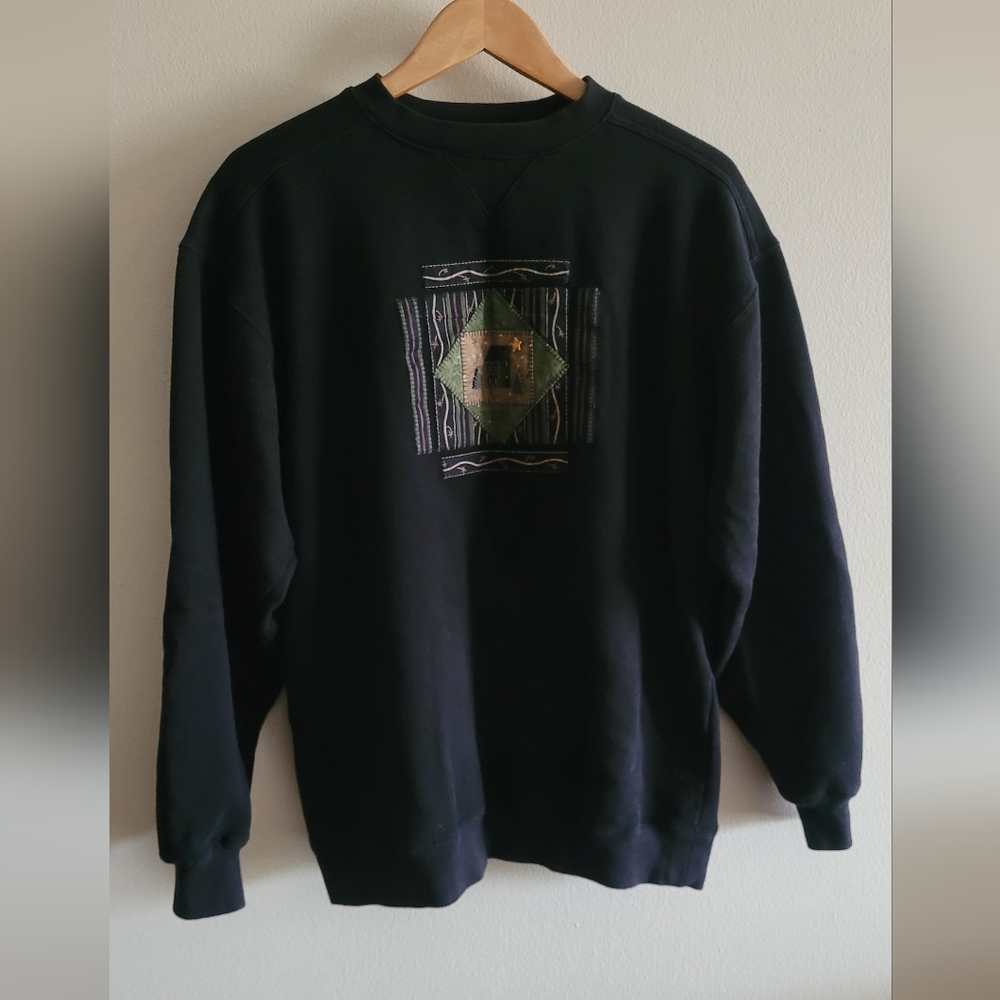 Lee Sueded y2k oversized embroidered crewneck pullover sweatshirt Women's L